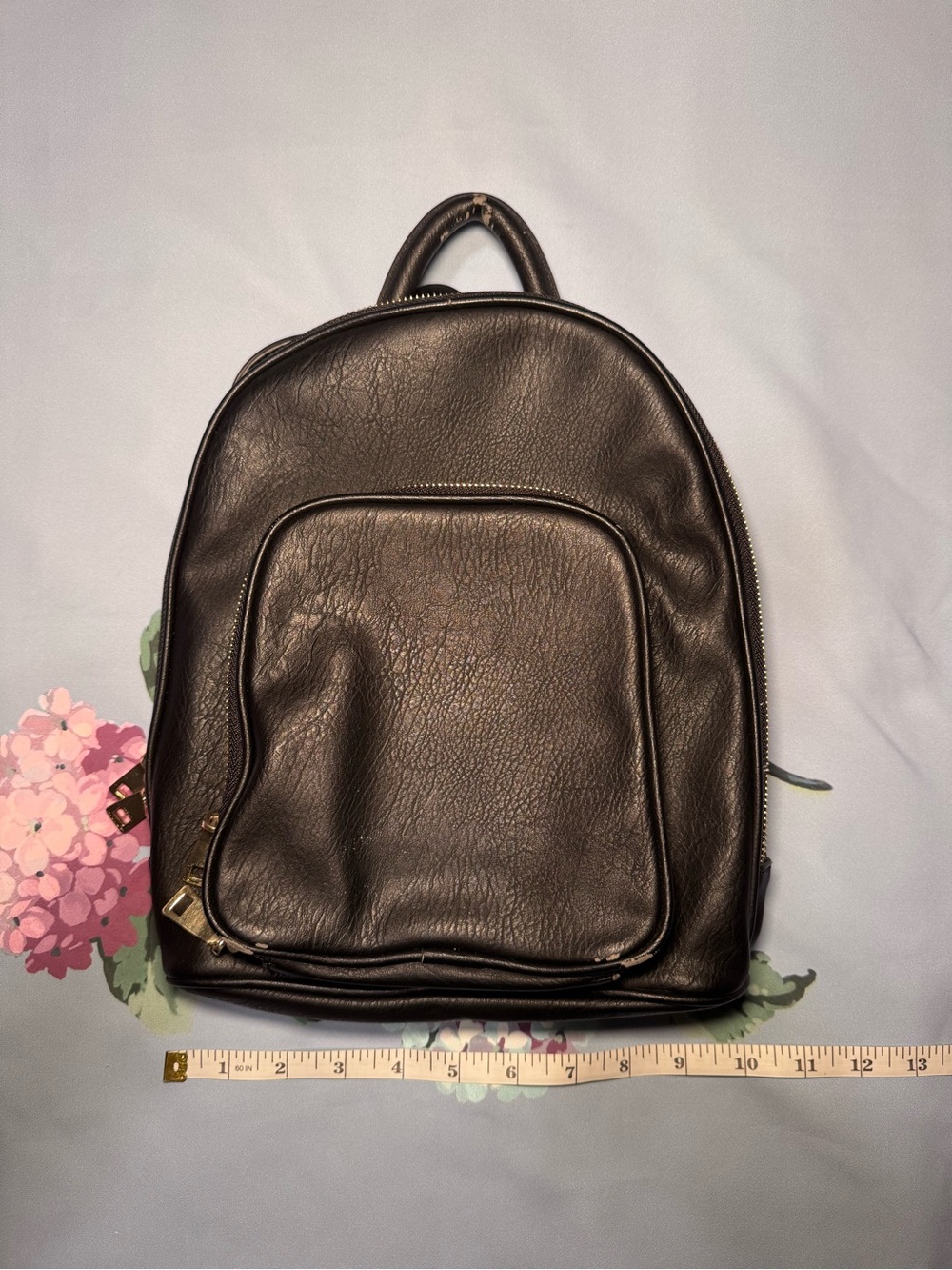 INC International Concepts Black Pebbled Leather Backpack